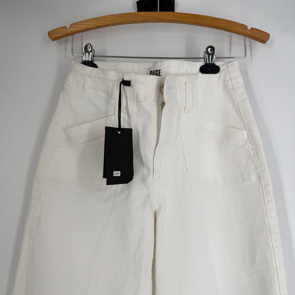 Paige Anessa Tonal Ecru Anthropologie 26 x 30” Wide-Leg Raw Hem Cream Ivory Boho - Picture 2 of 12